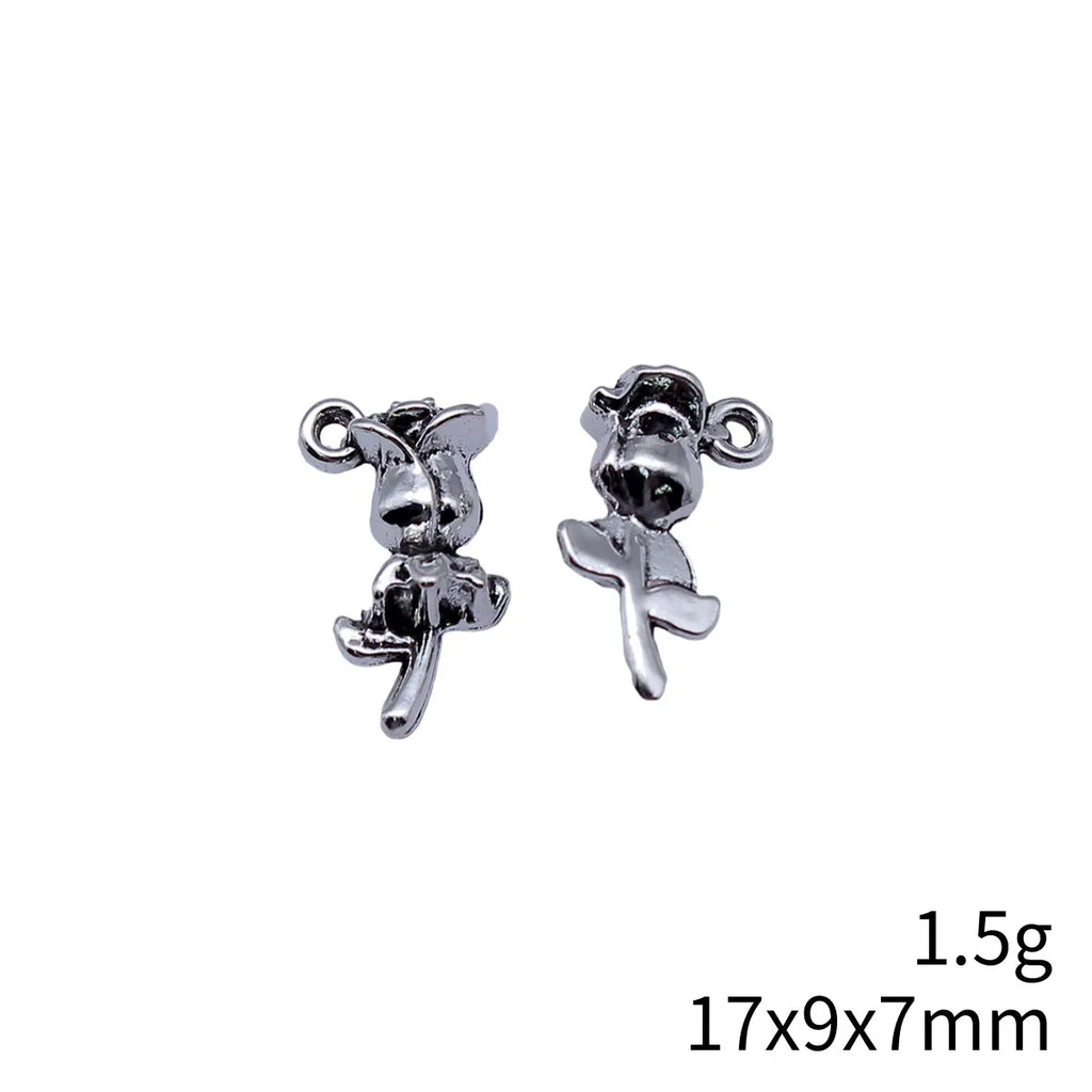 17x9x7mm 1.5g Antique Silver Zinc Alloy 3D Flower Charm Pendant for DIY Handmade Jewelry Making