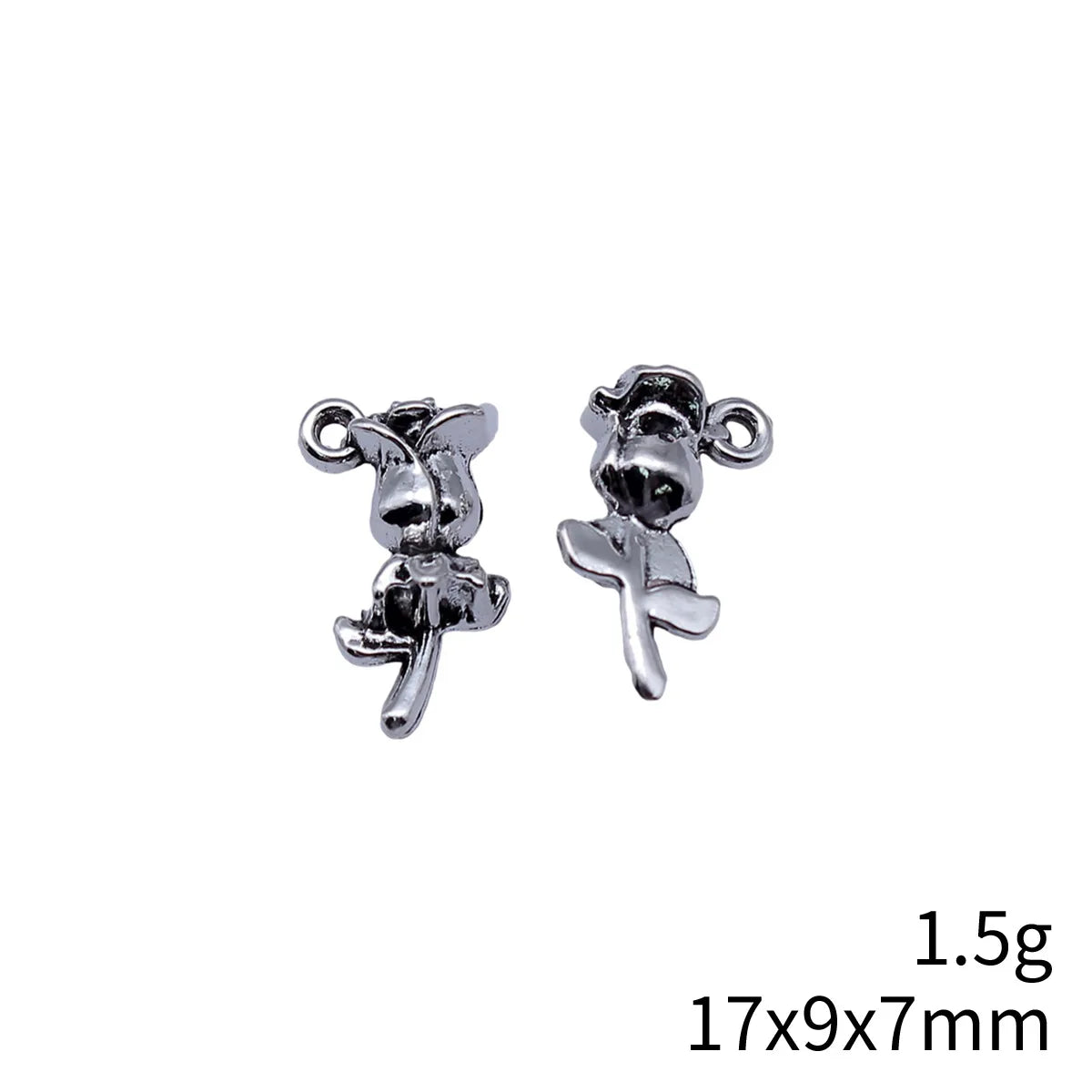 17x9x7mm 1.5g Antique Silver Zinc Alloy 3D Flower Charm Pendant for DIY Handmade Jewelry Making