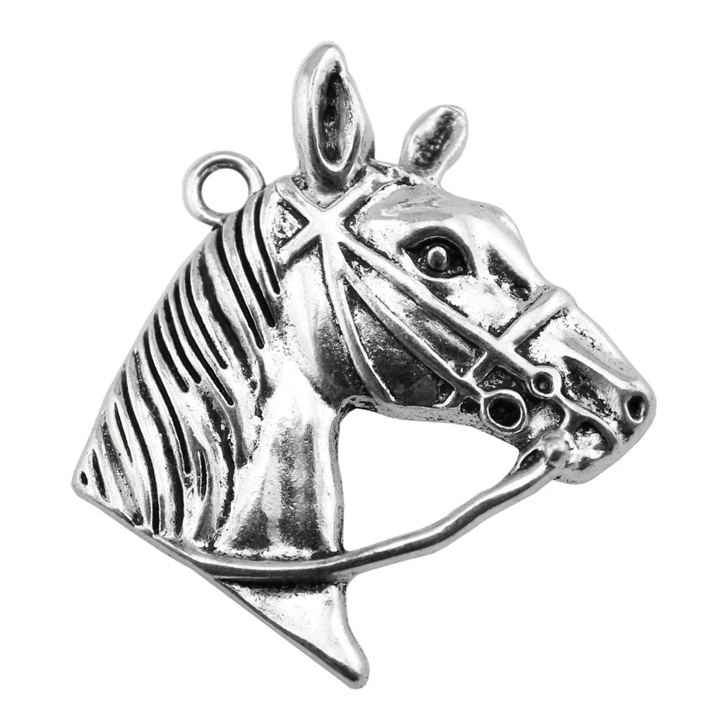 37x36mm 10.7g Multicolor Zinc Alloy Horse Head Charm Pendant for DIY Necklace Bracelet Making