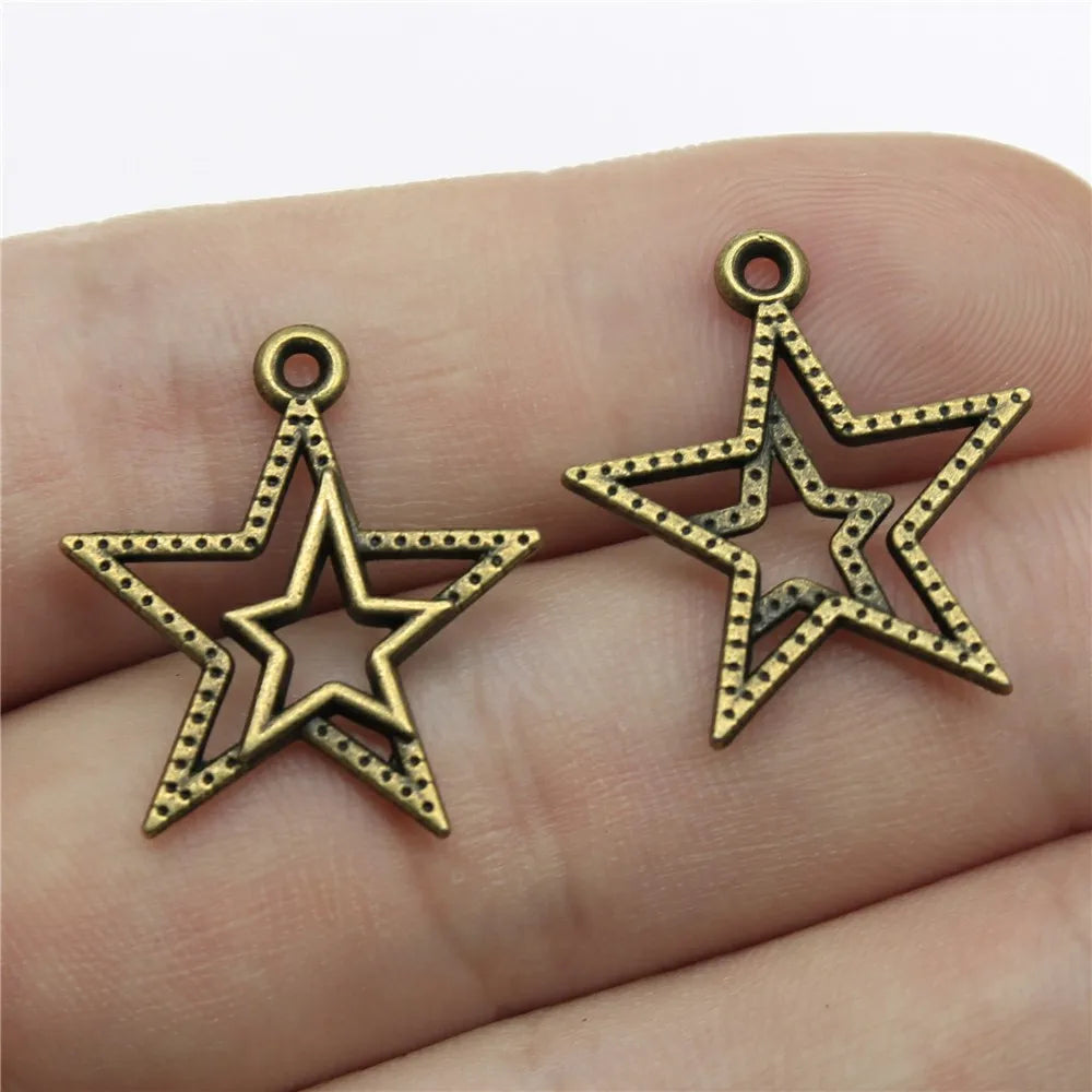 23x20mm 0.9g Multicolor Zinc Alloy Star Charm Pendant for DIY Necklace Bracelet Jewelry Making