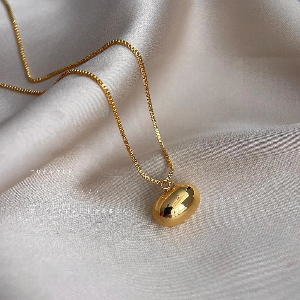 Premium Minimalist Oval Geometric 14K Gold Plated Copper Collarbone Necklace For Office Lady