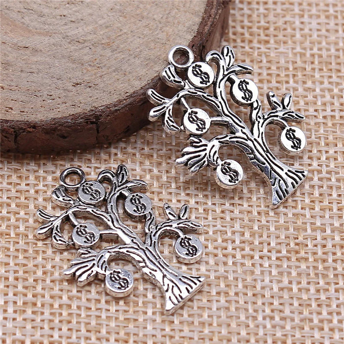 29x22mm 2.6g Antique Silver Zinc Alloy Money Tree Charm Pendant for Bracelet Necklace Making