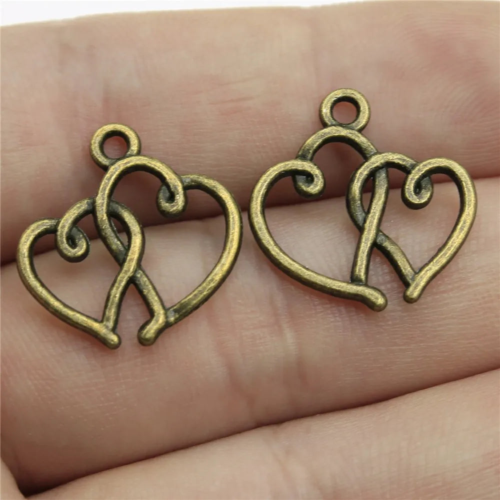 19x19mm 0.9g Zinc Alloy Heart Charm Pendant for DIY Bracelet Necklace Jewelry Making Projects