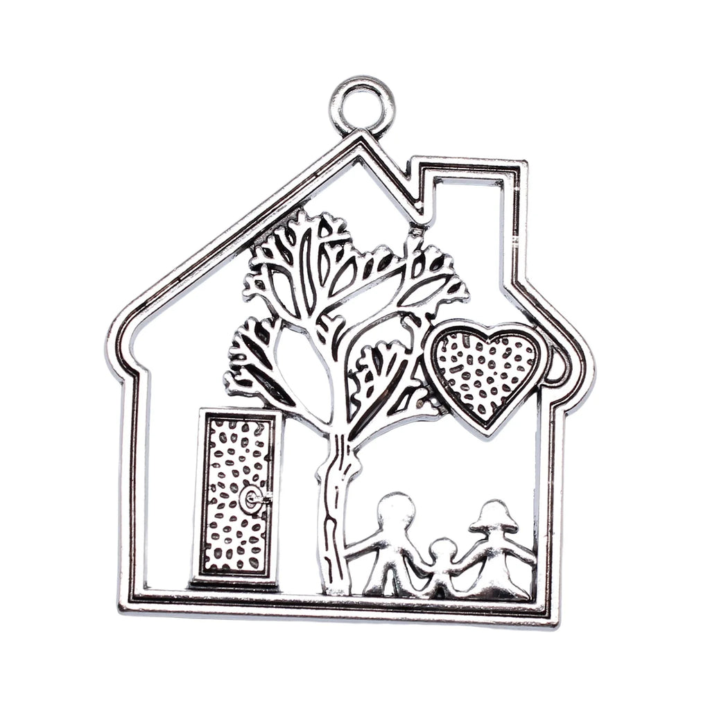 59x52mm 13.7g Multicolor Zinc Alloy Happy Family Charm Pendant for DIY Family Theme Jewelry