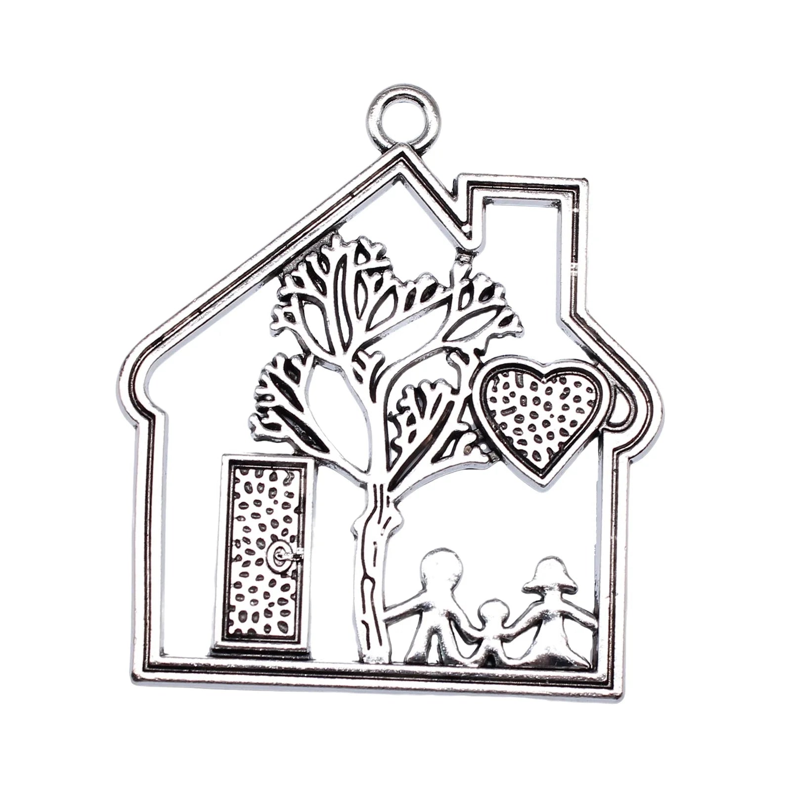 59x52mm 13.7g Multicolor Zinc Alloy Happy Family Charm Pendant for DIY Family Theme Jewelry