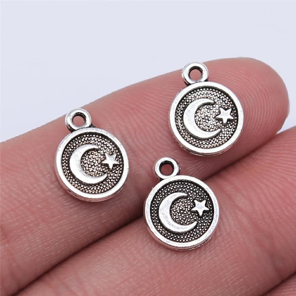 10x12mm 0.5g Multicolor Zinc Alloy Moon Star Charm Pendant for DIY Necklace Bracelet Jewelry Making