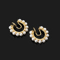 Luxury Vintage Pearl Hoop Circle Stud & Clip On No Piercing Gold Alloy French Round Earrings