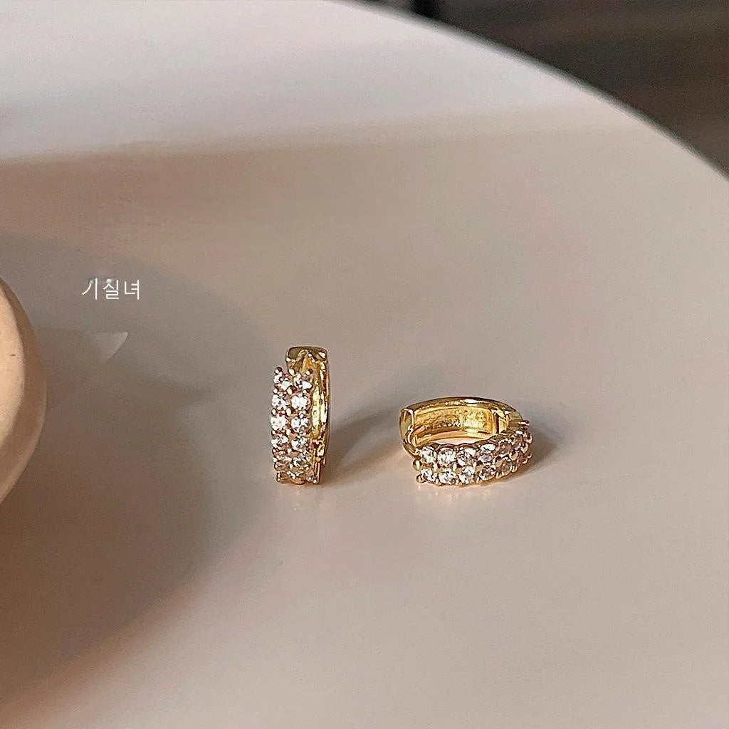 14K Gold Plated Copper Micro Pave Zircon Geometric Drop Earrings Minimalist Trendy Jewelry
