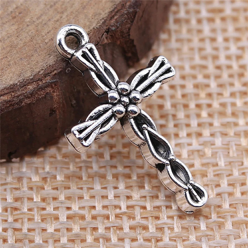 24x13mm 1.1g Antique Silver Zinc Alloy Cross Charm Pendant for DIY Necklace Bracelet Jewelry Making