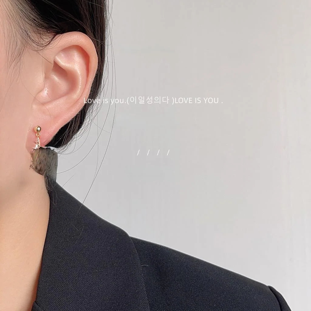 Red Enamel Fu Rabbit Asymmetric Copper Stud Earrings With Silver Plated Pins