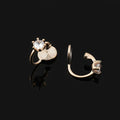 Elegant Gold Alloy Spiral Coil Hoop Zircon Stud & Clip On No Piercing Minimalist Round Cuff Earrings