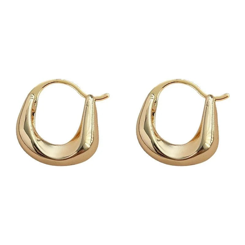 14K Gold Plated Copper Geometric Ring Stud Earrings For Women Minimalist OL Office Jewelry