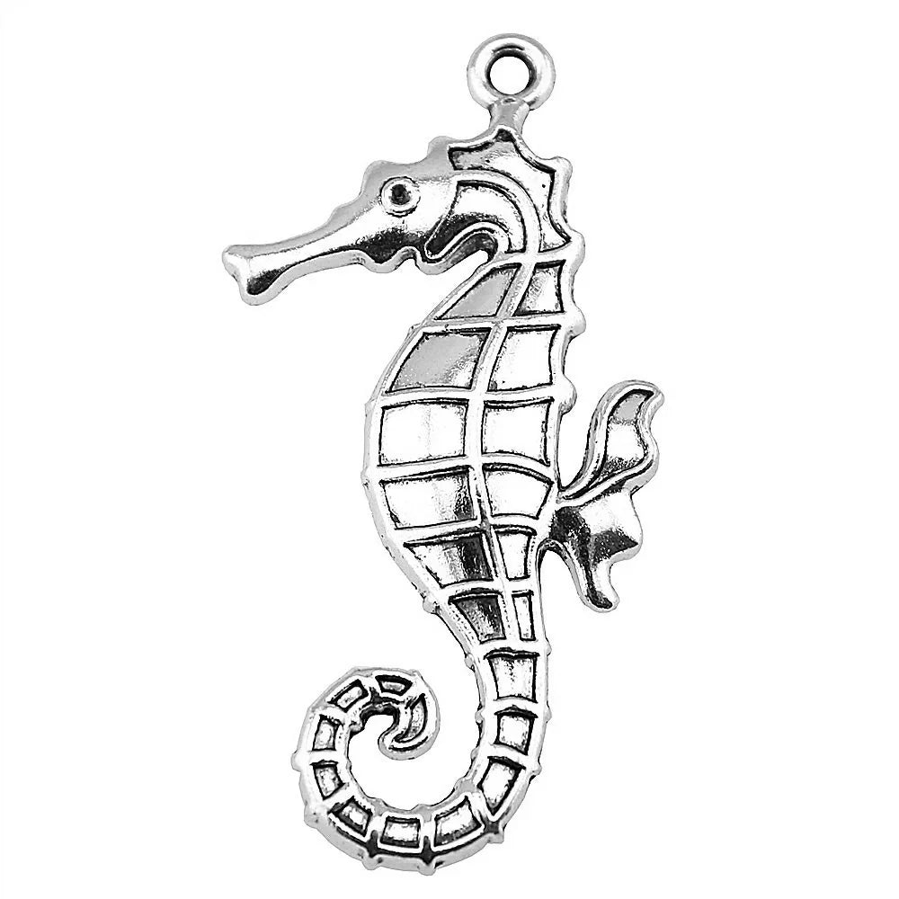 59x31mm 5.4g Antique Silver Zinc Alloy Large Seahorse Charm Pendant for DIY Necklace Making
