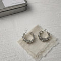 Sweet Cool Alloy Drop Earrings With Silver Plated Pins And Chamfered Square Chain Design