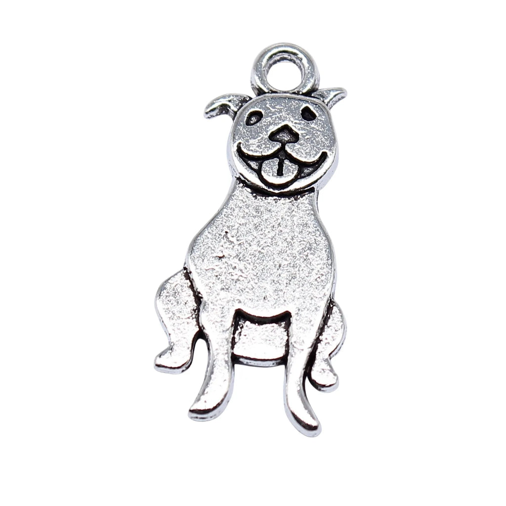 20x10mm 0.83g Antique Silver Tone Zinc Alloy Dog Charm Pendant for DIY Necklace Bracelet Jewelry Making