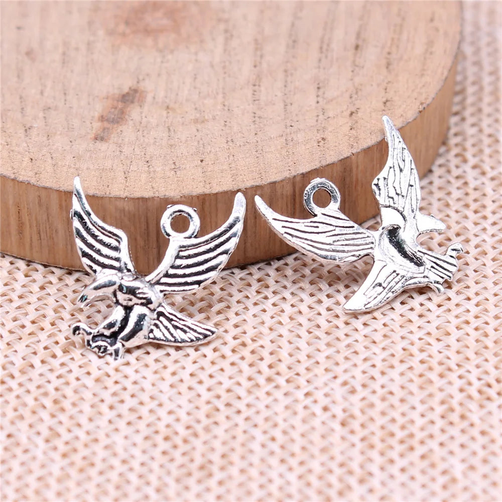 20x20mm 0.8g Antique Silver Zinc Alloy Eagle Charm Pendant for DIY Necklace Bracelet Making