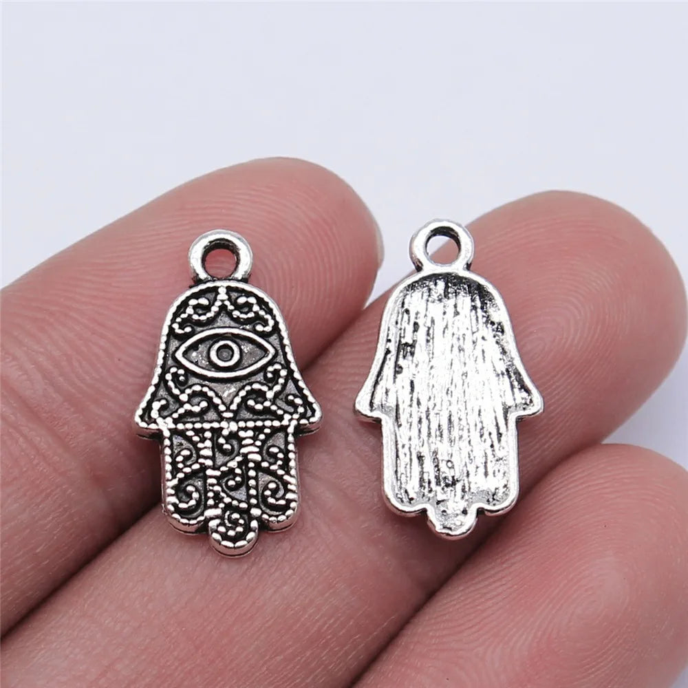 20x12mm 1.4g Antique silver zinc alloy Eye Hand charm pendant for DIY bracelet necklace jewelry making