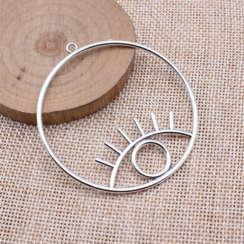 59x63mm 6.2g Antique Silver Zinc Alloy Round Eye Charm Pendant for DIY Necklace Bracelet