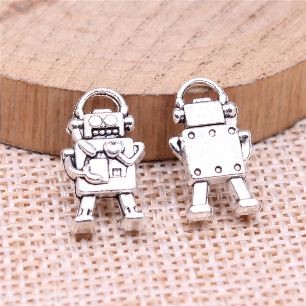 17x9mm 1.4g Multicolor Zinc Alloy Robot Charm Pendant for DIY Necklace Bracelet Jewelry Making