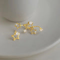 Asymmetric Star Zircon Copper Drop Earrings Style Galaxy Micro Pave Jewelry