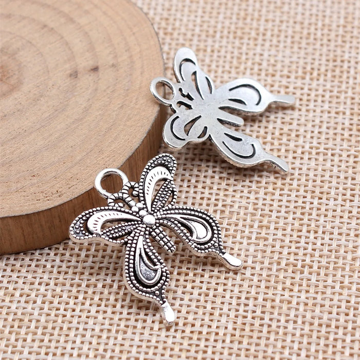 27x25mm 2.9g Multicolor Zinc Alloy Butterfly Charm Pendant for DIY Notebook Necklace Jewelry Making
