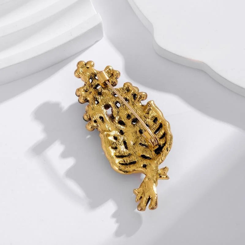 Vintage Rhinestone Flower Bouquet Leaf Basket Brooch For Women, Elegant Alloy Lapel Pin Suit Accessory Gift