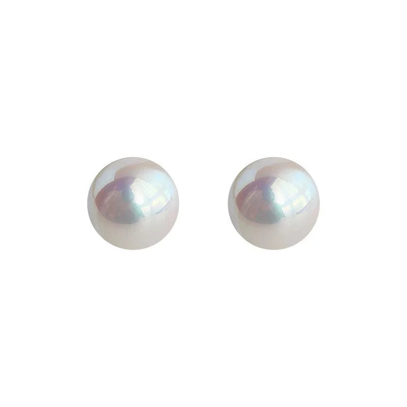 High Gloss Mabe Pearl Stud Earrings Round Geometric Light Luxury Fashion Jewelry