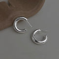 Minimalist Smooth Hollow Round Geometric Copper Drop Earrings Fashion Metal Jewelry