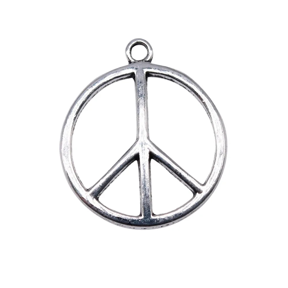 27x24mm 1.8g Antique Silver Zinc Alloy Peace Symbol Charm Pendant for DIY Jewelry Making and Accessories
