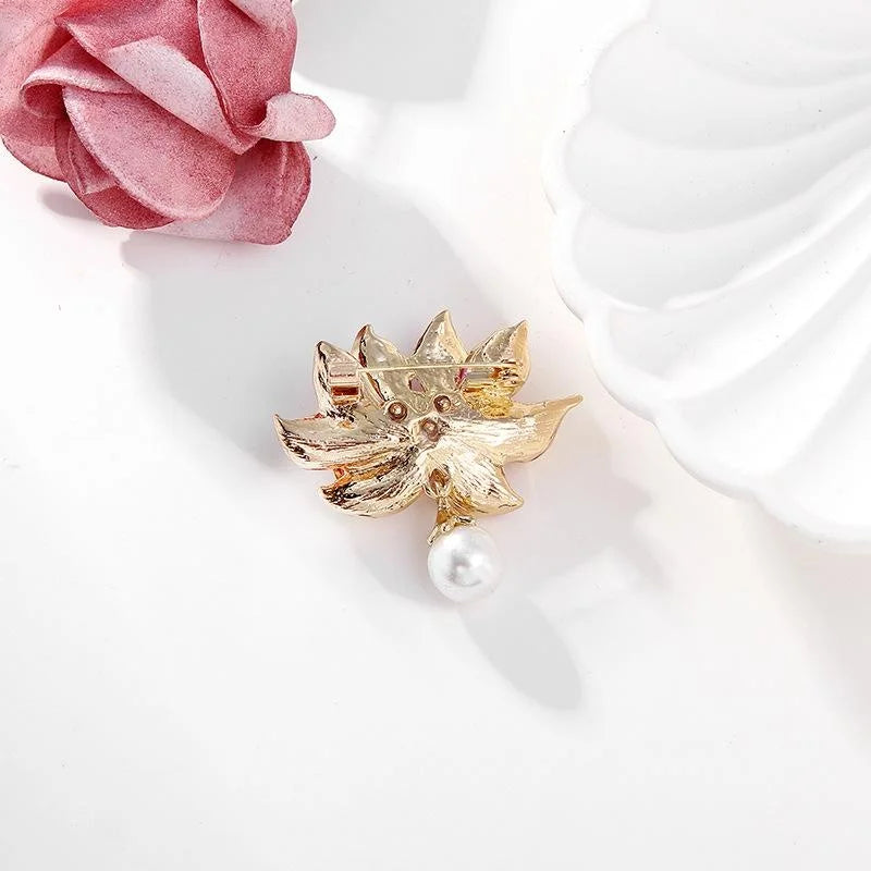 Elegant Pink Enamel Lotus Flower Brooch With Faux Pearl, Gold Alloy Lapel Pin For Qipao Suit Accessory Gift