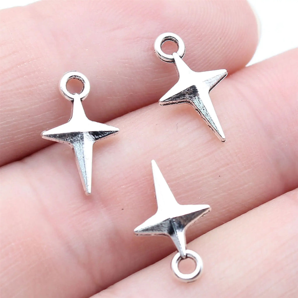 9x15mm 0.3g Multicolor Zinc Alloy Hollow Four-Point Star Charm Pendant for DIY Jewelry Making