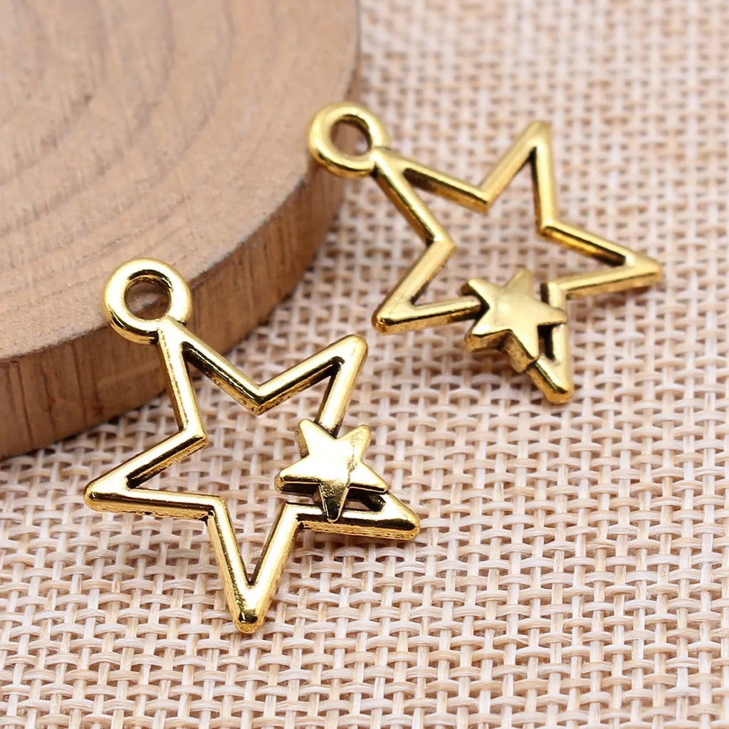 26x22mm 1.8g Multicolor Zinc Alloy Hollow Five Point Star Charm Pendant for DIY Jewelry Making