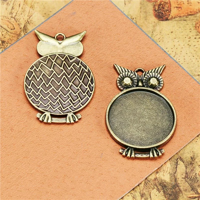 25MM Antique Silver Crystal Owl Charm Pendant for DIY Necklace Bracelet Jewelry Making
