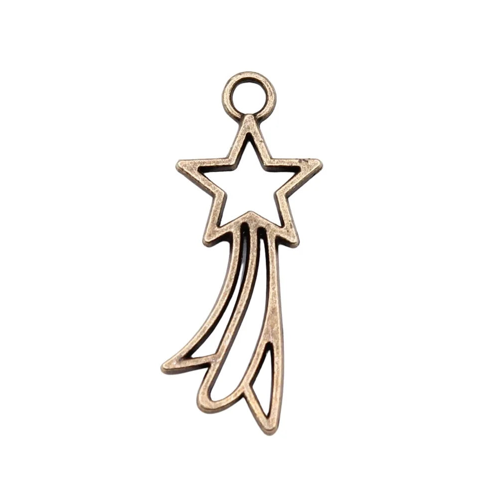 30x12mm 1.3g Multicolor Zinc Alloy Five-Point Star Comet Charm Pendant for DIY Jewelry Making