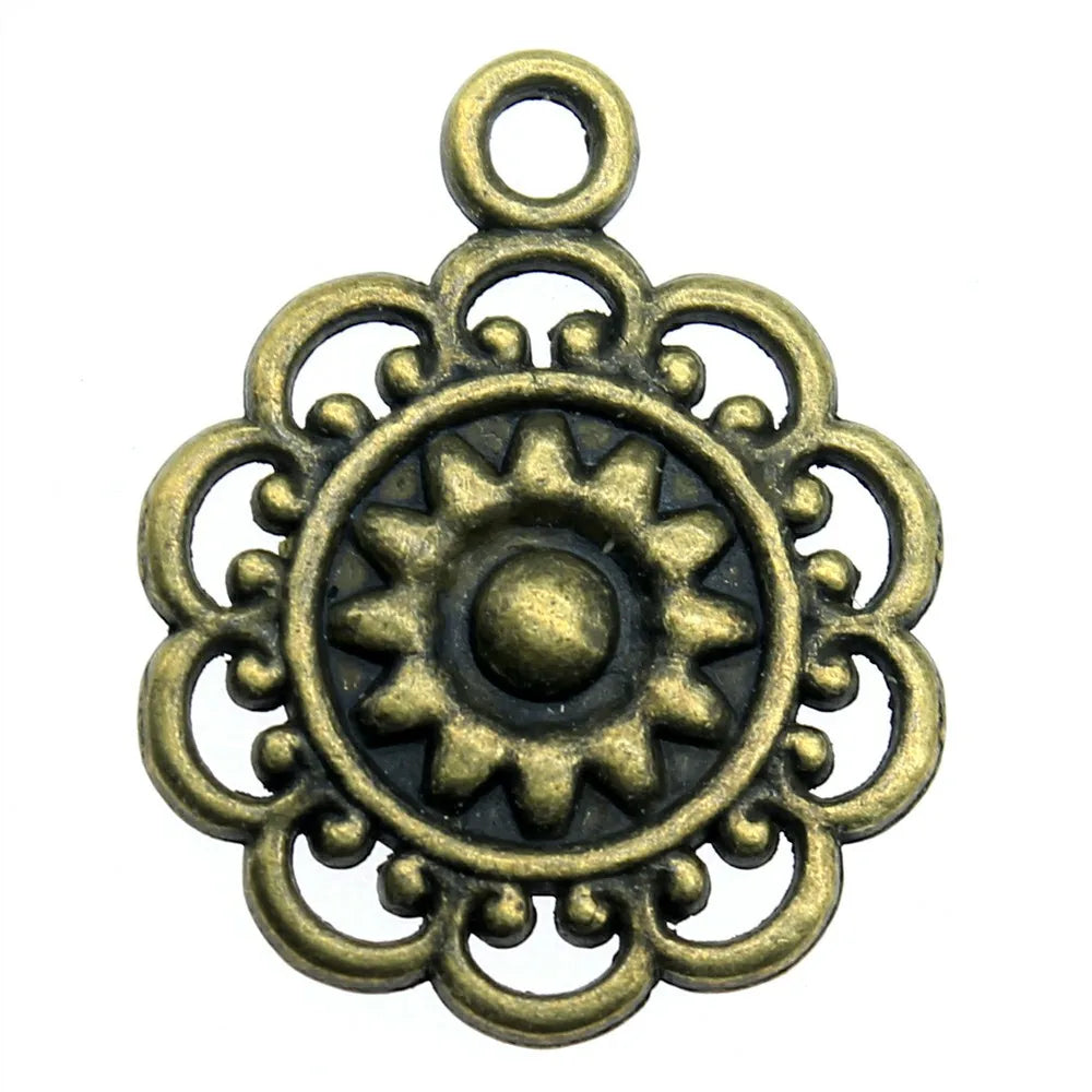 25x21mm 2.6g Multicolor Zinc Alloy Flower Filigree Charm Pendant for DIY Earrings Necklace Making