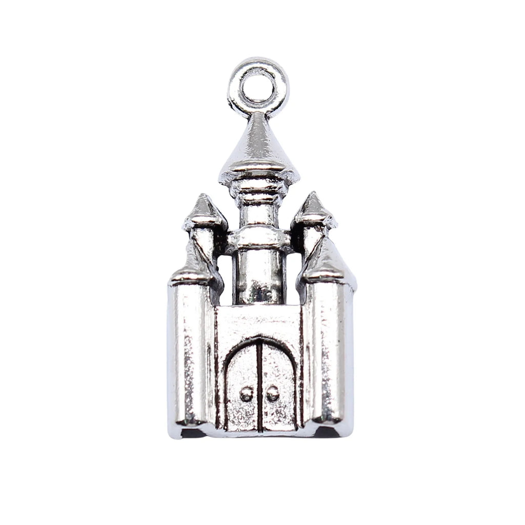28x14mm 2.8g Antique Silver Zinc Alloy Castle Charm Pendant for DIY Necklace Bracelet Making