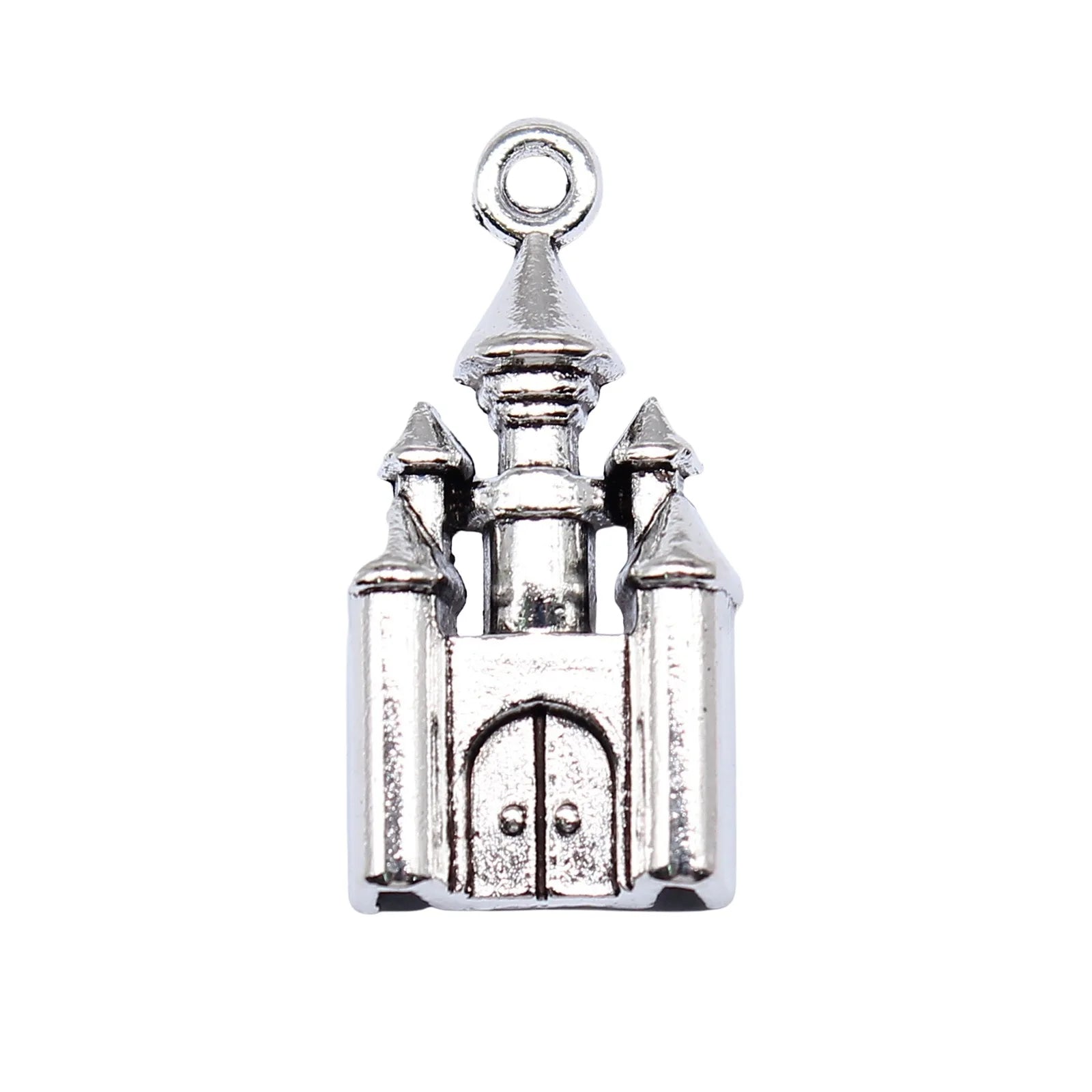 28x14mm 2.8g Antique Silver Zinc Alloy Castle Charm Pendant for DIY Necklace Bracelet Making
