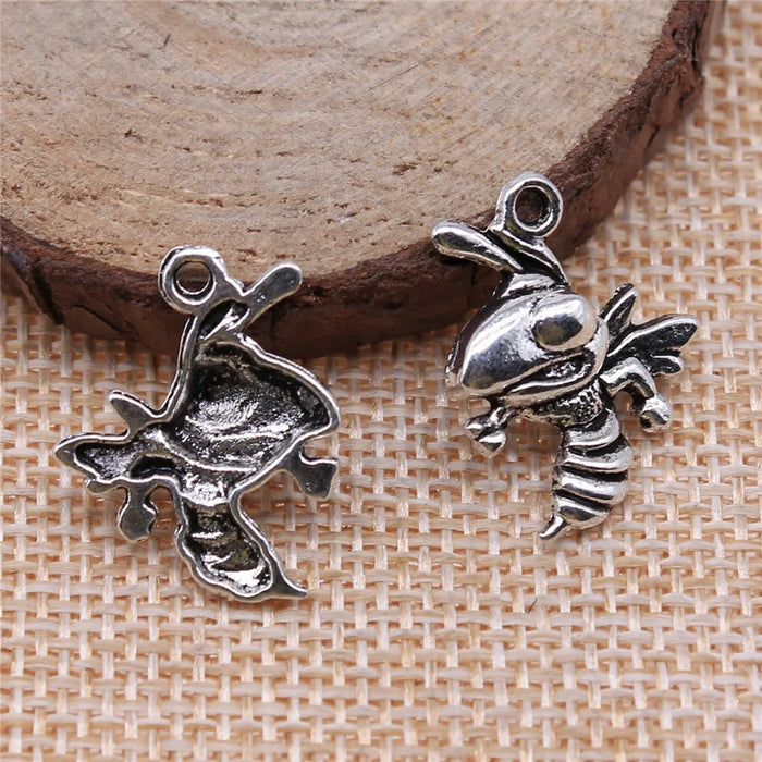 21x17mm 1g Antique Silver Zinc Alloy Bee Charm Pendant for DIY Necklace Bracelet Jewelry Making