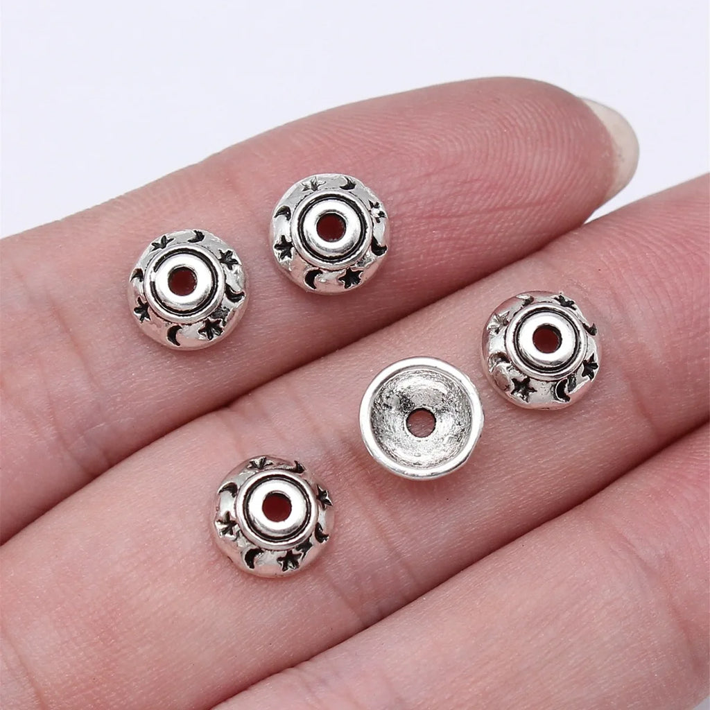 8x8mm 0.43g Multicolor Zinc Alloy Star Moon Bead Cap Jewelry Findings for DIY Bracelet Making