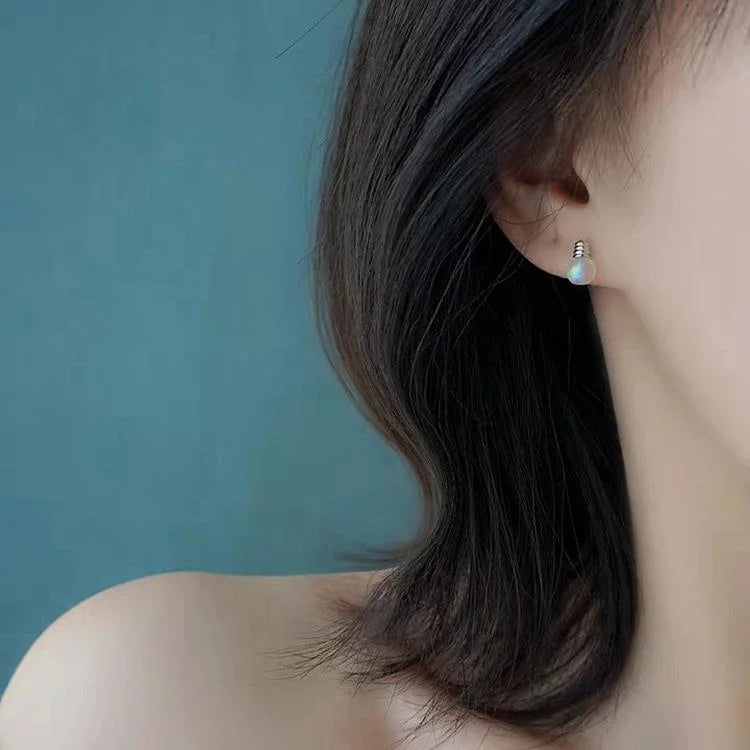 Creative Mini Light Bulb Glass Crystal Stud Earrings For Women Sweet Style Geometric Jewelry