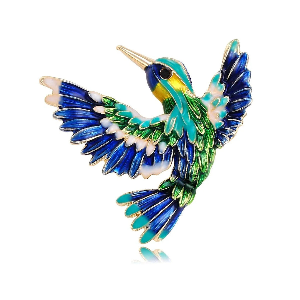 Elegant Alloy Enamel Hummingbird Brooch For Women, Luxury Bird Lapel Pin Corsage Suit Accessory Gift