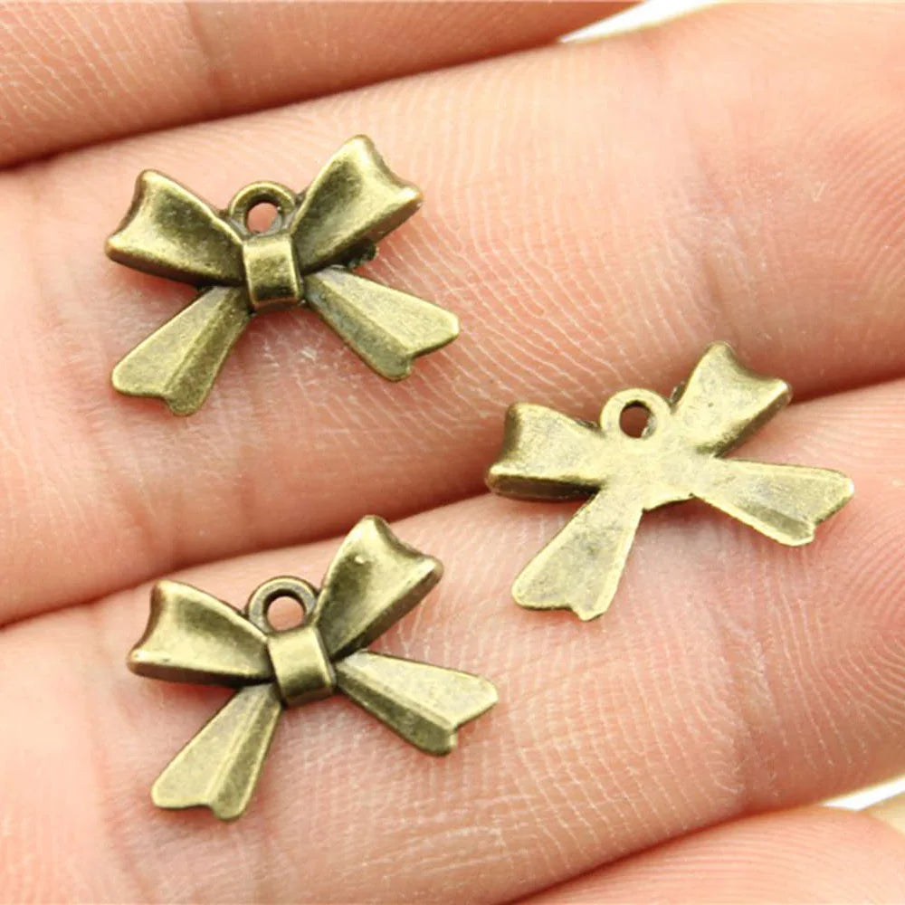 10x14mm 0.8g Multicolor Zinc Alloy Bow Butterfly Charm Pendant for Doll Clothes and DIY Jewelry Making