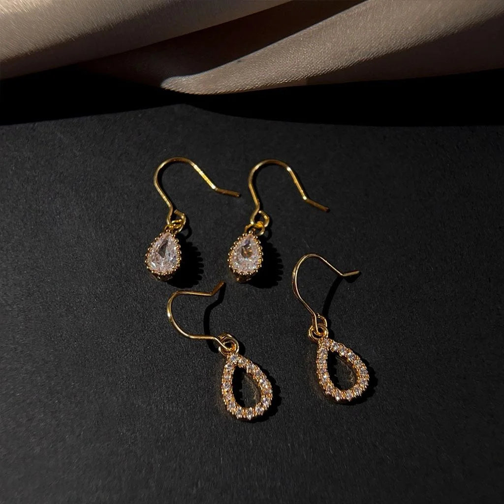 18K Gold Plated Copper Micro Pave Zircon Waterdrop Heart Drop Earrings For Women