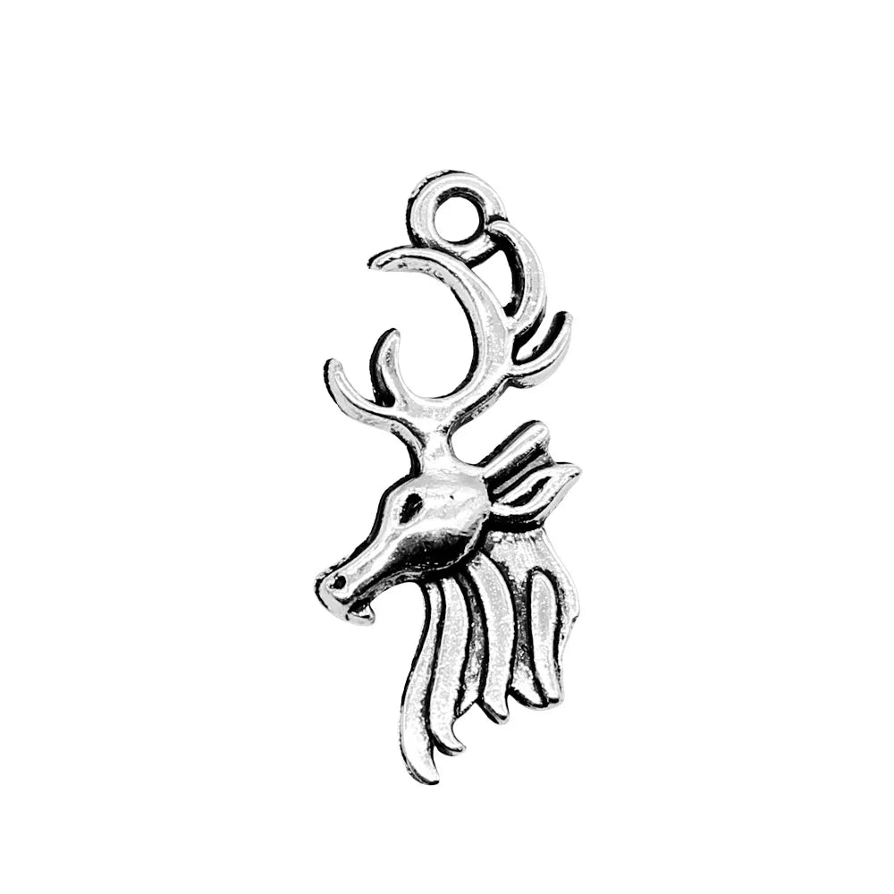 27x11mm 1.5g Antique Silver Zinc Alloy Deer Head Charm Pendant for DIY Necklace Bracelet Jewelry Making