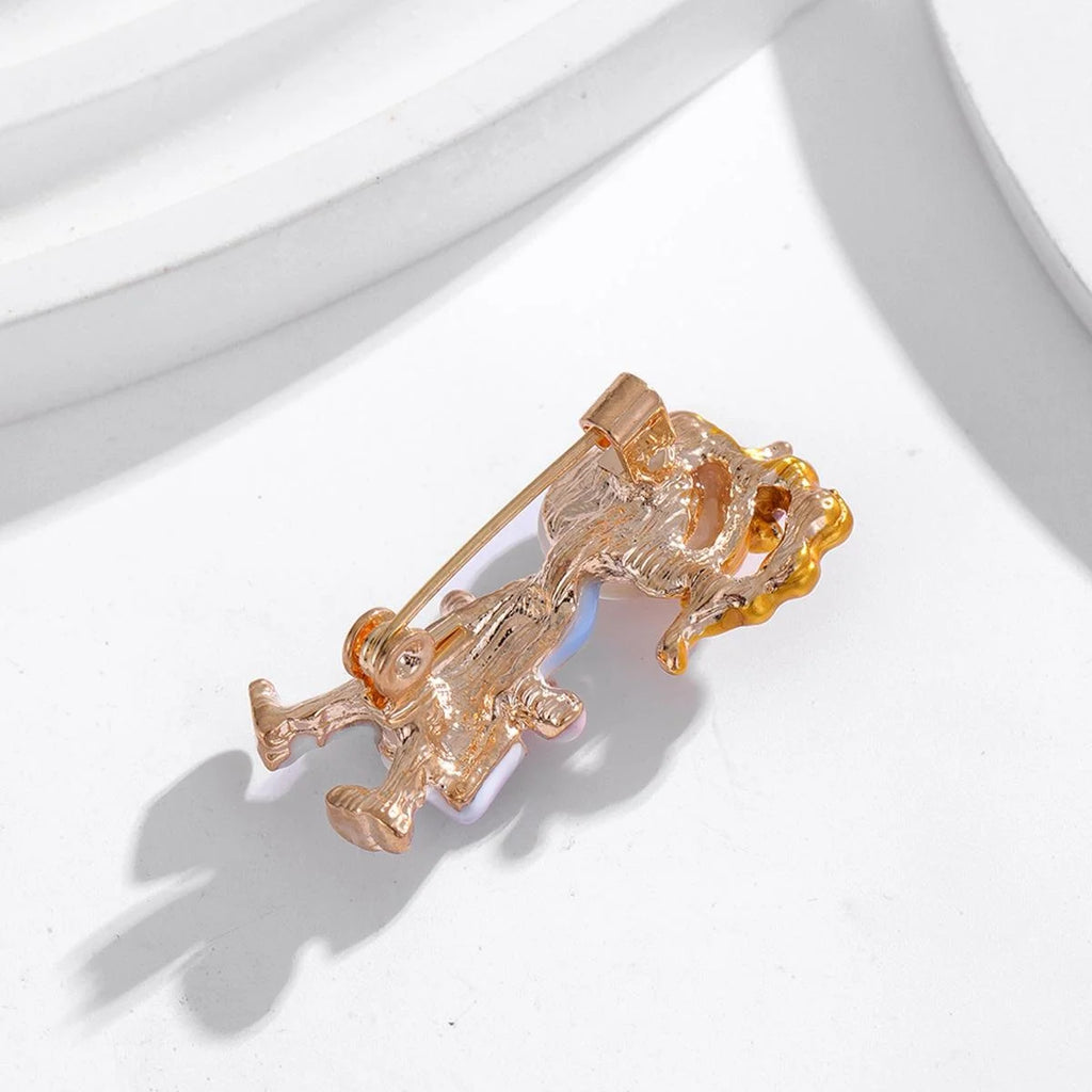 Cute Enamel Walking Girl With Handbag Rhinestone Bow Brooch, Cartoon Alloy Lapel Pin Suit Accessory Gift
