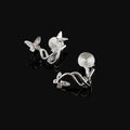 Elegant Double Butterfly Spiral Alloy Zircon Stud & Clip On No Piercing Luxury Women's Earrings