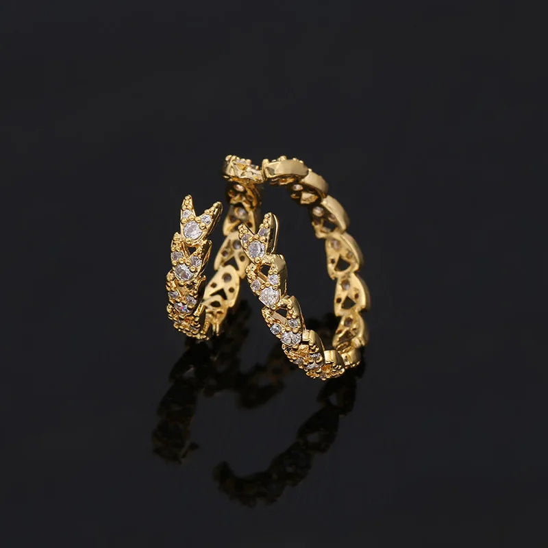 Luxury Micro Pave Zircon Double Hoop Ear Cuff, Stud & Clip On No Piercing Gold Round Earrings