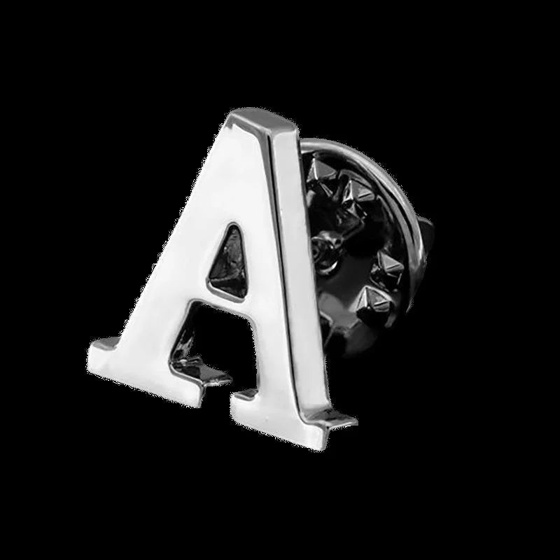Elegant Silver Stainless Steel Alphabet Letter Brooch Pins, A-Z Initial Lapel Pin Corsage Suit Accessory Gift