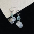 Premium Summer Natural Stone Blue Crystal Shell Geometric Tassel Drop Earrings