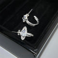 Sparkly Copper Zircon Saturn Planet Star Stud Earrings Creative Style Jewelry